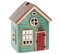 Shudehill Giftware Photophore en céramique en forme de maison de vacances, beau cadeau de pendaison de crémaillère, décoration d'intérieur, bougeoir (vert)