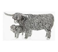 Shudehill Giftware Silver Highland Coo & Wee Calf Ornament