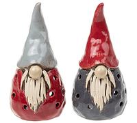 Shudehill Giftware Village Pottery 320051 Photophore en forme de gonk Gris/rouge Petit modèle