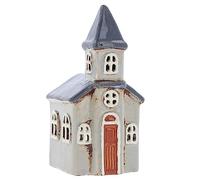 Shudehill Giftware Village Pottery 330990 Photophore en Forme d'église Gris Clair/Gris foncé