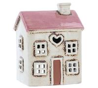 Shudehill Giftware Village Pottery 331032 Mini photophore en Forme de Maison avec cœur Crème/Rose