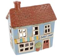 Shudehill Giftware Village Pottery Bougeoir en céramique peint à la main pour bougie chauffe-plat - Magasin de fleurs, salon de thé, magasin d'antiquités, vieux boulangerie et magasin de bonbons