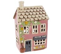 Shudehill Giftware Village Pottery Bougeoir en céramique Peint à la Main pour Bougie Chauffe-Plat - Magasin de Fleurs, Salon de thé, Magasin d'antiquités, Vieux Boulangerie et Magasin de Bonbons
