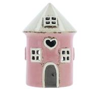 Shudehill Giftware Village Pottery Mini Bougie Chauffe-Plat en céramique Motif Maison en Forme de cœur Rose
