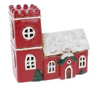 Shudehill Giftware Village Pottery Photophore de Noël Église normande - Décoration de Noël