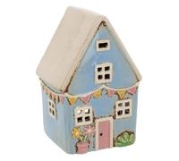 Shudehill Giftware Village Pottery Photophore en céramique Motif Floral Bleu, Drapeaux Bleus