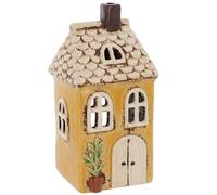 Shudehill Giftware Village Pottery Photophore en céramique Motif Maison Florale Jaune Jardin