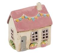 Shudehill Giftware Village Pottery Photophore en céramique Motif maison florale Motif drapeau Crème