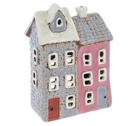 Shudehill Giftware Village Pottery Photophore en céramique Motif maison pastel et brique