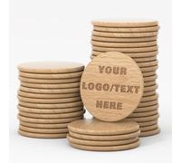 Shueewago Lot de 100 jetons ronds en bois personnalisés, 3,8 cm, pièces en bois pour images de texte, jetons de boissons, petits disques, étiquettes décoratives, gravure laser