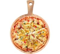 SHUESS Assiette à pizza en bois - 1 pièce - Accessoire de pizza à la maison - Planche à découper ronde de 40 cm - Assiette à pizza pour pizza, temps de pain, gâteau, comme planche à fromage et bien