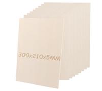 SHUESS Lot de 10 plaques de contreplaqué 5 mm, 300 x 210 mm A4, contreplaqué de peuplier pour travaux manuels, travail du bois, scie à chantourner et pyrogravure, découpe laser, routeur CNC