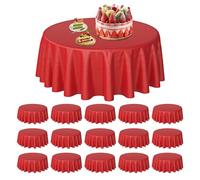 SHUESS Lot de 15 nappes rondes jetables rouges de 213,4 cm - nappes rondes jetables en plastique - Nappe ronde rouge pour table circulaire de mariage, banquet, fête, anniversaire