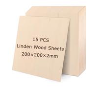 SHUESS Lot de 15 plaques de contreplaqué de 2 mm - 200 x 200 cm - En bois de tilleul - Pour travaux manuels, panneaux de contreplaqué précis de 2 mm - Pour bois laser, modélisme, bricolage, gravure et