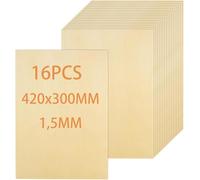 SHUESS Lot de 16 panneaux de contreplaqué de 1,5 mm - 420 x 300 x 1,5 mm - Panneaux en bois pour travaux manuels, contreplaqué de 1,5 mm, bois de tilleul non traité, panneau de particules, panneaux de