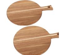 SHUESS Lot de 2 assiettes à pizza en bois - Accessoires de pizza à la maison - Planche à découper ronde de 30 cm - Assiette à pizza pour pizza, gâteau, temps de pain, planche à fromage et bien plus