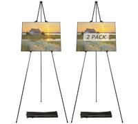 SHUESS Lot de 2 chevalets noirs de 160 cm - Grand chevalet de mariage - Support réglable - Trépied réglable - Toile de peinture - Écran télescopique portable - Pour artiste