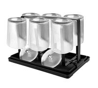 SHUESS Lot de 2 porte-bouteilles pour SodaStream - 6 porte-bouteilles - Égouttoir - Avec bac d'égouttement pour différentes bouteilles et tasses - Noir