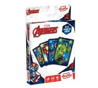 Shuffle Avengers - Jeu de Cartes pour Enfant - 4 Jeux en 1 - Naipes illustrées avec Les Personnages des Avengers - Version en Espagnol