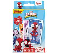 Shuffle Spidey and His Amazing Friends Jeux de Cartes pour Enfants - 4 en 1 Snap, Paires, familles heureuses et Jeu d'action, Guide de Jeu Inclus, à partir de 4 Ans, Multicolore