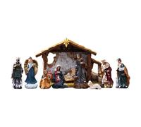 shuhauk Ensemble de figurines de crèche de Noël | Figurines de naissance de Jésus en résine | Statue de crèche chrétienne catholique pour décoration de vacances pour cheminée, maison, décoration de