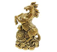 Shui Statue de cheval qui coule en laiton, sculpture de cheval au galop pour la décoration de la maison, du bureau, figurine d'animal marron rétro pour la chance et le succès (style C)