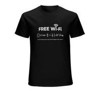 SHUI TI DU Street T-Shirt Free WiFi Funny Nerdy Math Men's Black 3XL