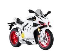 shuishuicui 1/10 pour Ducati V4S Modèle de Moto moulé sous Pression Jouet Glide Collection Décoratif 8 Pouces Coffret Cadeau pour garçons et Filles(White)