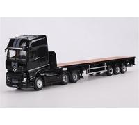 shuishuicui Modèle réduit de Voiture 1/64 pour Mercedes Benz Actros, remorque évolutive en Alliage, Jouet d'ingénierie, décoration, Collection pour Hommes, Cadeau(Black)