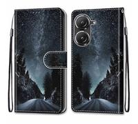 ShuiSu Étui portefeuille en cuir végétalien pour Asus Zenfone 9, étui de protection à rabat avec beau motif, fermeture magnétique, béquille et poches pour cartes - Q50