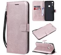 ShuiSu Étui portefeuille en cuir végétalien pour Huawei Y6 2019/Honor 8A, étui de protection à rabat avec fermeture magnétique classique, couleur unie, fonction support, poches pour cartes (KP1), or