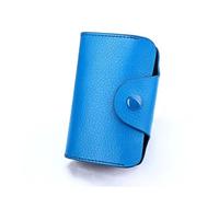 SHUIXIAYUE Étui portefeuille en cuir de vache avec 15 emplacements pour cartes de crédit et clip multicolore, bleu, Taille unique