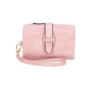 SHUIXIAYUE Petit portefeuille classique à trois volets pour femme avec fenêtre pour carte d'identité et porte-monnaie court, R1001-rose, Taille unique