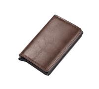 SHUIXIAYUE Porte-cartes en alliage d'aluminium ultra fin avec brosse antivol pour homme, Couleur marron foncé, Taille unique