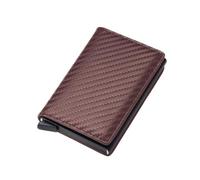 SHUIXIAYUE Porte-cartes en alliage d'aluminium ultra fin avec brosse antivol pour homme, Fibre de carbone marron, Taille unique