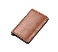 SHUIXIAYUE Porte-cartes en alliage d'aluminium ultra fin avec brosse antivol pour homme, marron clair, Taille unique