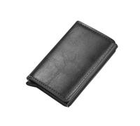 SHUIXIAYUE Porte-cartes en alliage d'aluminium ultra fin avec brosse antivol pour homme, Noir , Taille unique