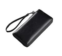 SHUIXIAYUE Portefeuille à fermeture éclair pour homme en cuir PU - Couleur noire unie, parfait pour les affaires et comme porte-cartes, Noir , Taille unique