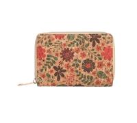 SHUIXIAYUE Portefeuille court rétro imprimé pour femme avec fermeture éclair en cuir PU - Sac multifonction avec fente pour cartes - Ensemble zéro portefeuille, Qb399-flower, Taille unique