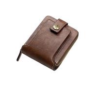 SHUIXIAYUE Portefeuille vintage pour homme en cuir PU court sac à main pour homme Hasp fermeture éclair pochette couleur unie portefeuilles durables et pratiques, café clair, Taille unique