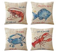 SHUIYAZI Exterieur Imperméable Housses de Coussin 40x40cm, Homard Housses de Coussin d'extérieur Coussin Canape Lin Double Face Housse Coussin Salon de Jardin pour Chambre, canapé, Chaise, Lit