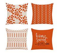 SHUIYAZI Exterieur Imperméable Housses de Coussin 40x40cm, Orange Housses de Coussin d'extérieur Coussin Canape Lin Double Face Housse Coussin Salon de Jardin pour Chambre, canapé, Chaise, Lit