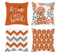 SHUIYAZI Exterieur Imperméable Housses de Coussin 60x60cm, Orange Housses de Coussin d'extérieur Coussin Canape Lin Double Face Housse Coussin Salon de Jardin pour Chambre, canapé, Chaise, Lit