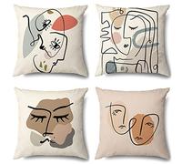 SHUIYAZI Exterieur Imperméable Housses de Coussin 60x60cm, Visage Humain Housses de Coussin d'extérieur Coussin Canape Lin Double Face Housse Coussin Salon de Jardin pour Chambre, canapé, Chaise, Lit