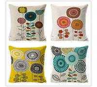 SHUIYAZI Housse de Coussin 55x55 cm, Lot de 4 Taie d'oreiller Housse Coussin Exterieur Impermeable Décoratif Coussin Canape Fleur Motif Coussin Salon de Jardin Exterieur Decoration Maison