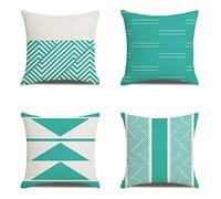 SHUIYAZI Housse de Coussin 65x65 cm, Lot de 4 Taie d'oreiller Housse Coussin Exterieur Impermeable Décoratif Coussin Canape Bleu Motif Coussin Salon de Jardin Exterieur Decoration Maison