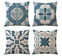 SHUIYAZI Housses De Coussins Exterieurs ImperméAble Bleu Canapé Taie d'oreiller Cushion Cover Lot De 4 60x60cm Housse Coussin pour Salon De Jardin Exterieur Patio Chambre Canapé DéCoration