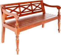 SHUJING Banc de parc en fer, banc de jardin siège, banc de jardin en aluminium extérieur, banc Batavia 136 cm en acajou massif bois brun foncé
