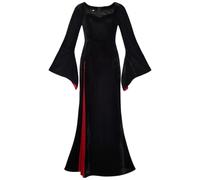 Shukqueen Costume de Morticia pour femme - Robe noire pour Halloween - Taille XXL