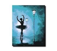 Shukqueen Kits de peinture à l'huile de bricolage, peinture par numéro pour adulte, peinture acrylique Nuit danseuse de ballet 40,6 x 50,8 cm, Frameless,Just Canvas